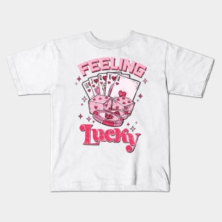 Feeling Lucky t-shirt, Valentine Pocket shirt, Valentine shirt, Vintage Valentine's Day retro, Trendy Valentine's Day Kids T-Shirt